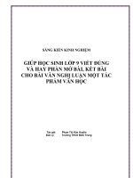 Giúp học sinh lớp 9 viết đúng và hay phần mở bài, kết bài cho bài văn nghị luận một tác phẩm Văn học