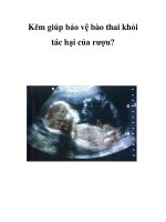 Kẽm giúp bảo vệ bào thai khỏi tác hại của rượu? docx