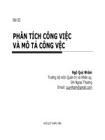 PHÂN TÍCH CÔNG VIỆC VÀ MÔ TẢ CÔNG VIỆC