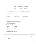 Giáo án Anh văn lớp 11 - Unit 15 - Lesson : Speaking pptx