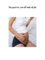Mẹ quá trẻ, con dễ mắc dị tật pps
