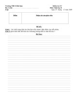 Đề kiểm tra sinh 7 15 phút học kì 2