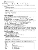 Written Test 3 -  45 minutes  (English 7-Period 73).