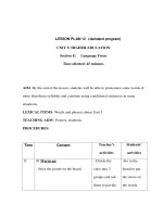 Giáo án anh văn lớp 12 - LESSON PLAN 12 (standard program) - UNIT 5: HIGHER EDUCATION pptx