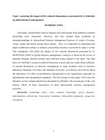 the impact of Hofstedes cultural dimensions on global business management.