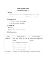 Anh văn 7 - Unit ten: Health and hygieney - Phần 1 potx