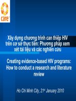 Xây dựng chương trình can thiệp HIV trên cơ sở thực tiễn: Phương pháp xem xét tài liệu và các nghiên cứu