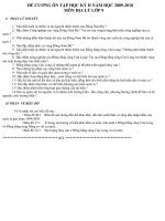 Đề cuơng ôn tập Địa 9 học kỳ II năm học 2009-2010