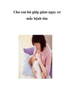 Cho con bú giúp giảm nguy cơ mắc bệnh tim pps