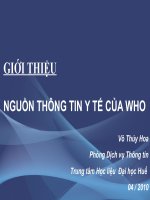 Giới thiệu nguồn thông tin y tế của WHO