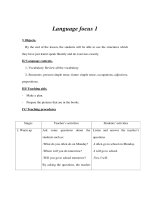 Anh văn lớp 7 - Language focus 1 doc