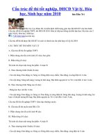 Cấu trúc đề thi tốt nghiệp, ĐHCĐ Vật lý, Hóa học, Sinh học năm 2010