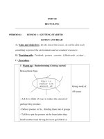 Giáo án Anh văn lớp 8 - UNIT 10 RECYCLING - PERIOD 61 - LESSON 1 : GETTING STARTED LISTEN AND READ pps
