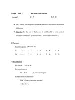 Giáo án Anh văn lớp 6 - Period 7 - Unit 2 - Lesson 1 ppt