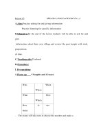 Giáo án Anh văn lớp 9 - Period 17: SPEAK+LANGUAGE FOCUS 1,2 pptx