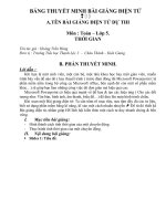 Bảng thuyết minh bài giảng Toán 5: Thời gian