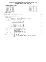 Đáp án Đề thi khảo sát chất lượng đầu năm môn toán 7