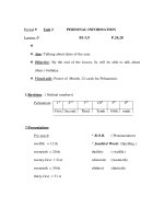 Giáo án Anh văn lớp 6 - Period 9 - Unit 2: PERSONAL INFORMATION- Lesson :3 pot