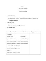 Period 8 UNIT 2: CLOTHING Lesson 2: Speaking I. Aims of the lesson : By the end of the lesson Ss pot