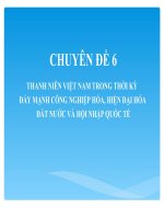 CHUYÊN ĐỀ 6 THANH NIÊN VIỆT NAM TRONG THỜI KỲ ĐẨY MẠNH CÔNG NGHIỆP HÓA, HIỆN ĐẠI HÓA ĐẤT NƯỚC VÀ HỘI NHẬP QUỐC TẾ
