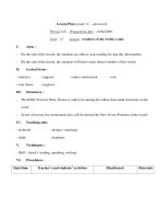 Giáo án Anh văn lớp 11 - Unit : 15 - Lesson : wonders of the world. (cont) docx