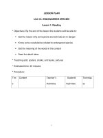 Giáo án anh văn lớp 12 - Unit 10: ENDANGERED SPECIES - Lesson 1: Reading pps
