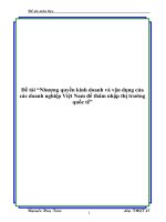 Đề tài “Nhượng quyền kinh doanh và vận dụng của các doanh nghiệp Việt Nam để thâm nhập thị trường quốc tế” pdf