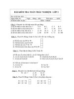 Bài kiểm tra toán trắc nghiệm lớp 2