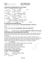 Đề kiểm tra 1 tiết Anh 7