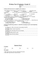 Đề kiểm tra 15p- Khối 12( số 3-Kì 2)