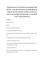 Cấp giấy phép cho việc khai thác các hoạt động du lịch, thể thao có mục đích kinh doanh; hoạt động nghiên cứu khoa học làm ảnh hưởng đến vận hành, an toàn công trình và các hoạt động kinh doanh dịch vụ trong phạm vi bảo vệ công trình thủy lợi. ppt