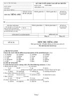 Đề tuyển sinh vào lớp 10 Anh