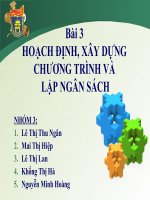 HOẠCH ĐỊNH, XÂY DỰNG CHƯƠNG TRÌNH VÀ LẬP NGÂN SÁCH