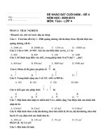 ĐỀ KHẢO SÁT CUÓI NĂM TOÁN 4