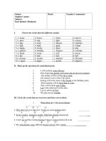 Đề Kiểm tra Anh Văn lớp 7(Số 01)