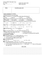 ĐỀ KT MÔN ĐẠI SỐ 9 CHƯƠNG IV
