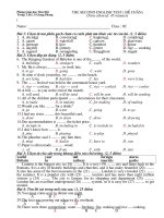 ĐỀ KIỂM TRA 1 TIẾT HỌC KÌ II - LẦN 2 - LỚP 8