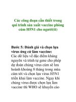 Các công đoạn cần thiết trong qui trình sản xuất vaccine phòng cúm H5N1 cho người (tt) doc