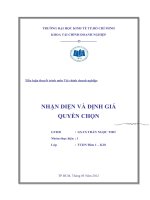 Tiều luận thuyết trình môn Tài chính doanh nghiệp:   NHẬN DIỆN VÀ ĐỊNH GIÁ QUYỀN CHỌN