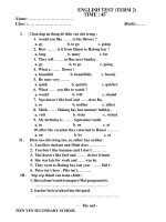 Đề thi  English 9 HK II cực hot