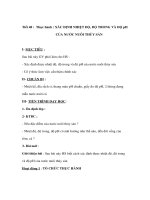 Giáo án công nghệ lớp 7 - Thực hành : XÁC ĐỊNH NHIỆT ĐỘ, ĐỘ TRONG VÀ ĐỘ pH CỦA NƯỚC NUÔI THỦY SẢN ppt