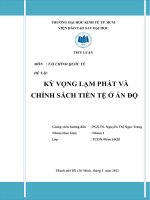 TIỂU LUẬN TÀI CHÍNH QUỐC TẾ KỲ VỌNG LẠM PHÁT VÀ CHÍNH SÁCH TIỀN TỆ Ở ẤN ĐỘ