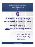 Đề tài một số giải pháp nâng cao hiệu quả hoạt động kinh doanh tại khách sạn queen ann tp HCM