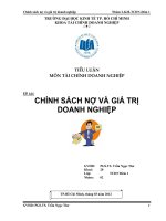 TIỂU LUẬN MÔN TÀI CHÍNH DOANH NGHIỆP CHÍNH SÁCH NỢ VÀ GIÁ TRỊ DOANH NGHIỆP