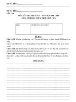 DE KIEM TRA HOC KI II SINH HOC 6 2008 - 2009