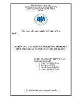 Nghiên cứu thị trường: Nghiên cứu các nhân tố ảnh hưởng đến quyết định chọn quán cà phê sân vườn tại TP.HCM