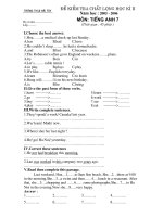 Đề kiểm tra ANh 7 HK II