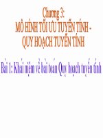 Chương 3: Mô hình tối ưu tuyến tính - Quy hoạch tuyến tính (Bài 1) doc