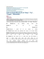 Cách sử dụng động từ đi với Stop, Try, Forget, Remember