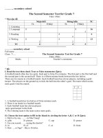 Đề thi Học kỳ II - Môn Tiếng Anh lớp 7 _ 1a